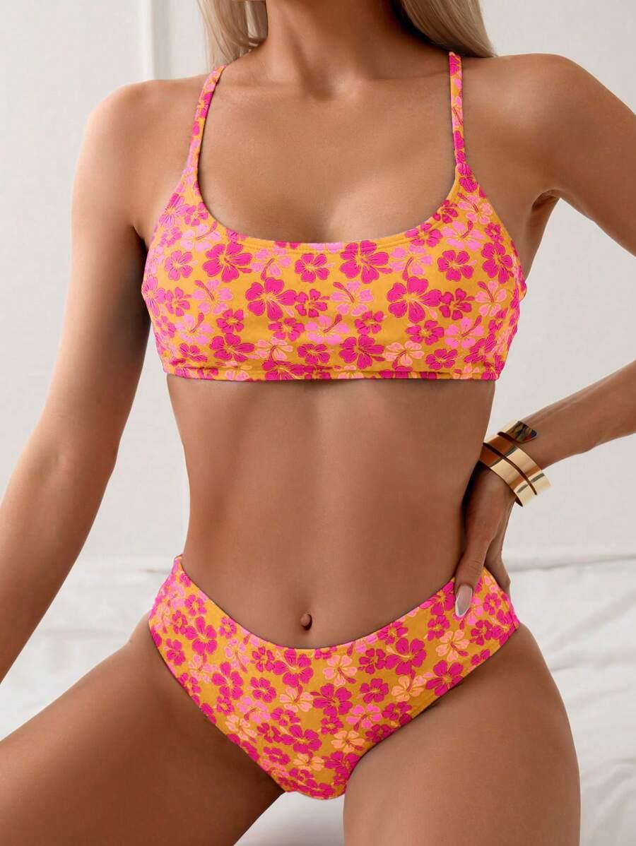 SWIM BASICS DWUCZĘŚCIOWY STRÓJ KĄPIELOWY KWIATY S09__M