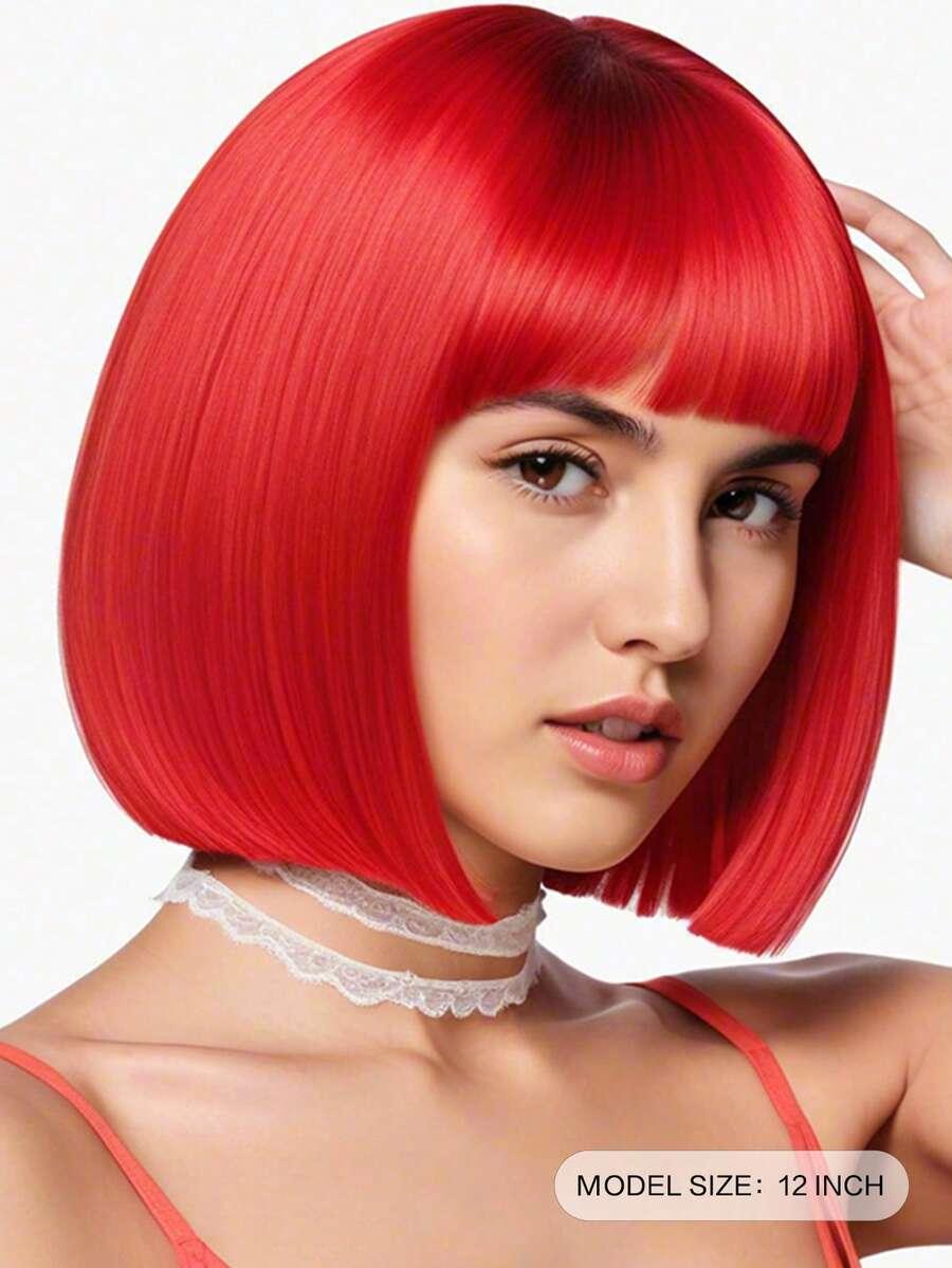 SHEIN CZERWONA PERUKA WŁOSY SYNTETYCZNE S07__30CM