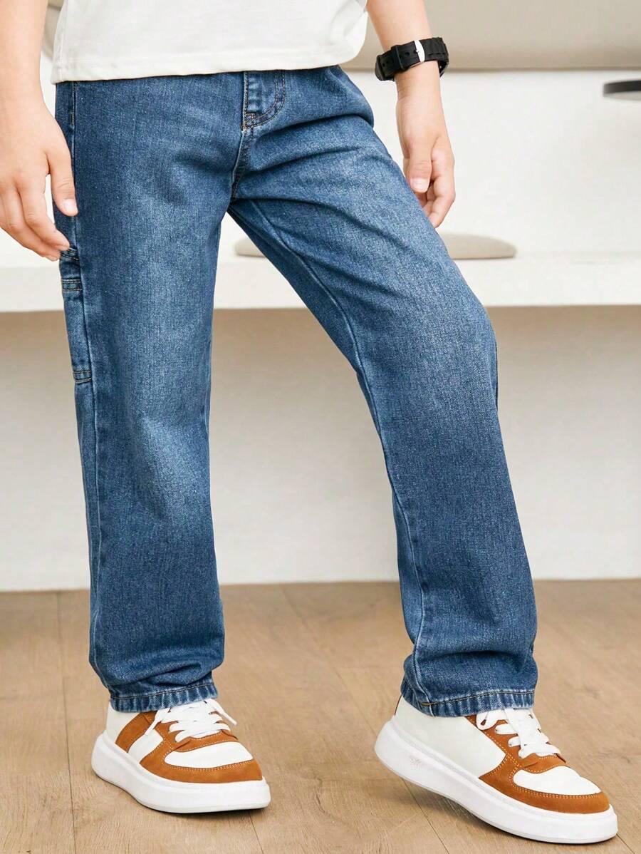 SHEIN NIEBIESKIE SPODNIE JEANSOWE S06__152-158