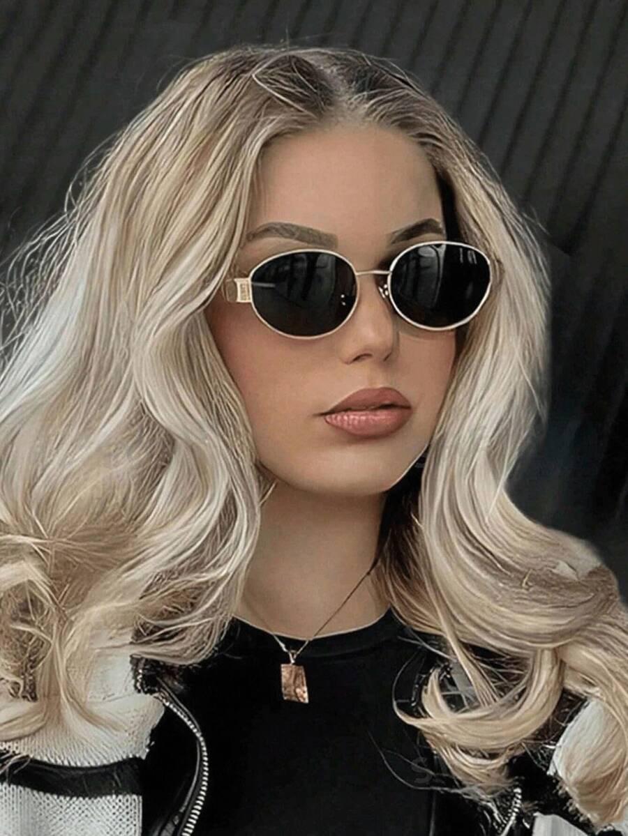 SHEIN OKULARY PRZECIWSŁONECZNE ZŁOTE OPRAWKI S07