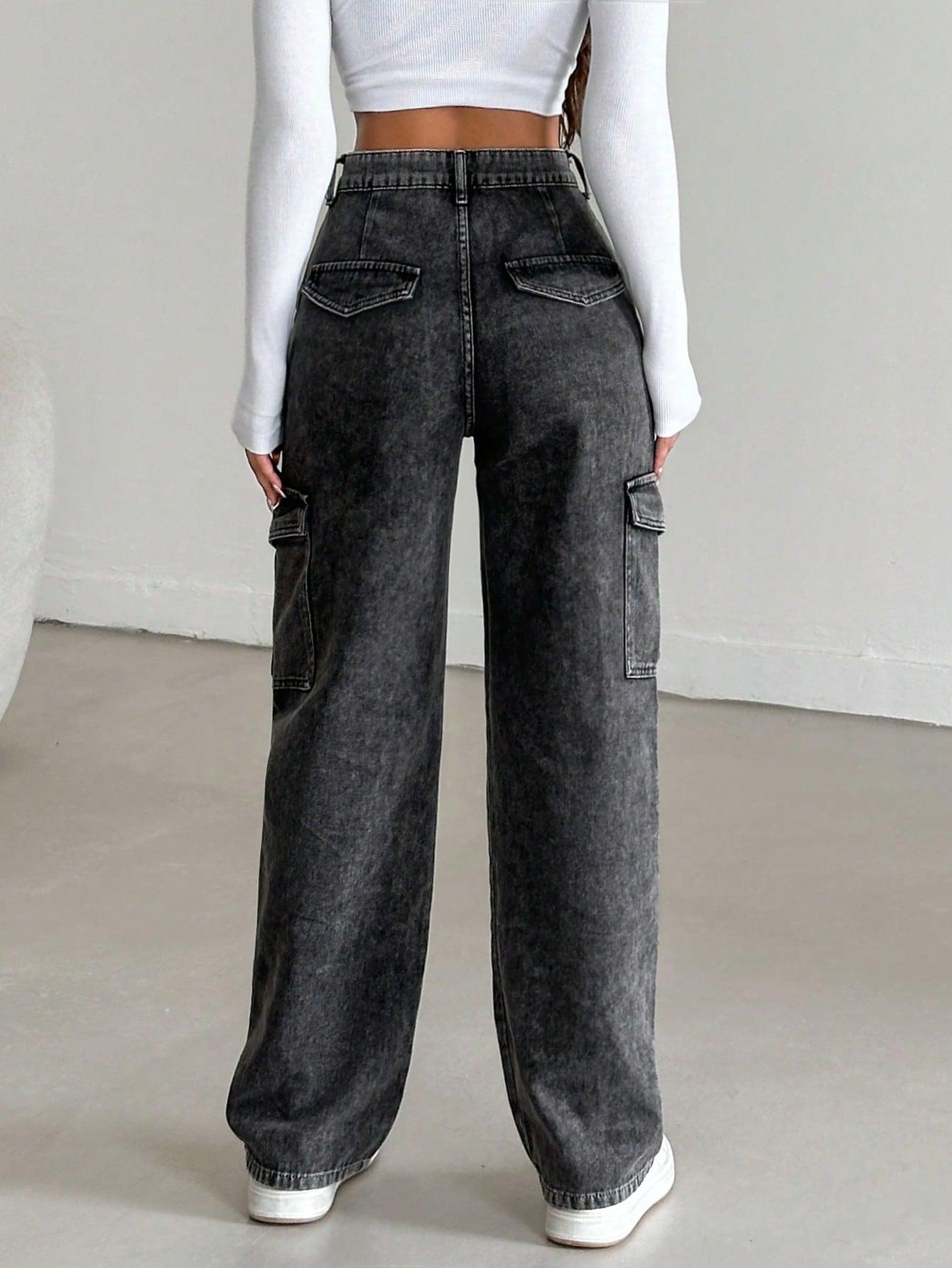 SHEIN SZARE SPODNIE JEANS KIESZENIE S06__XL