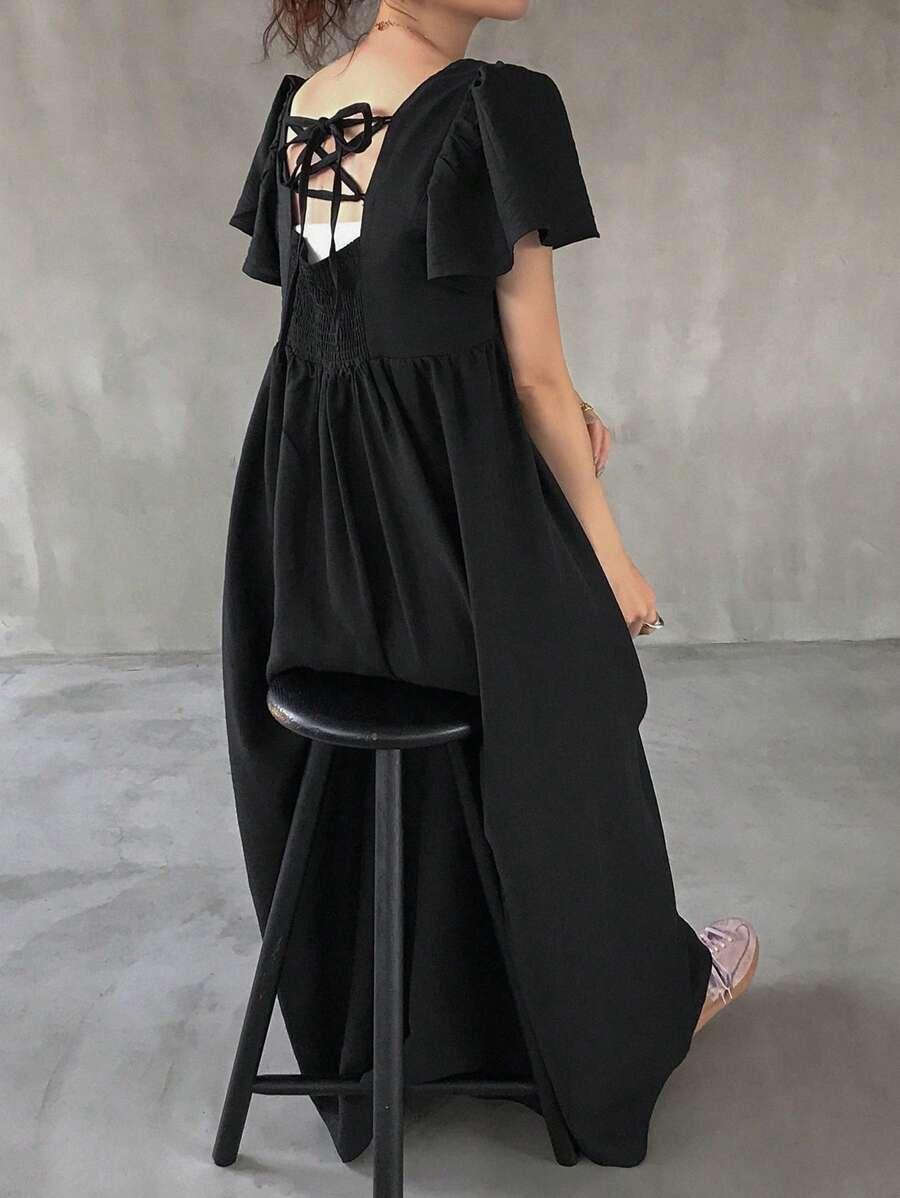 FRIFUL CZARNA MAXI SUKIENKA S06__L