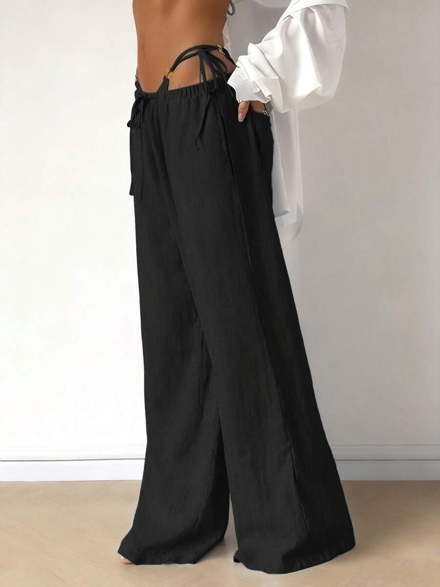 SHEIN CZARNE SPODNIE CASUAL S06__L