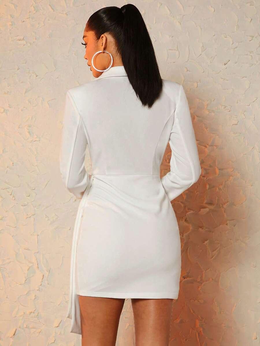 SHEIN BIAŁA MINI SUKIENKA DŁUGI RĘKAW S06__L