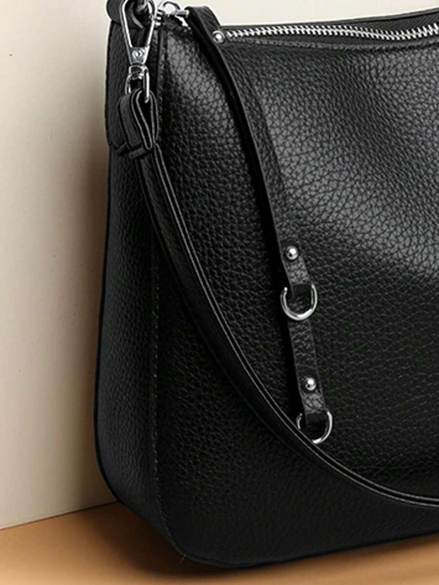 SHEIN CZARNA TOREBKA IMITACJA SKÓRY ZAMEK S07__28X9X21