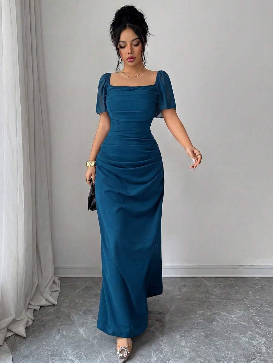 SHEIN NIEBIESKA MAXI SUKIENKA S09__S