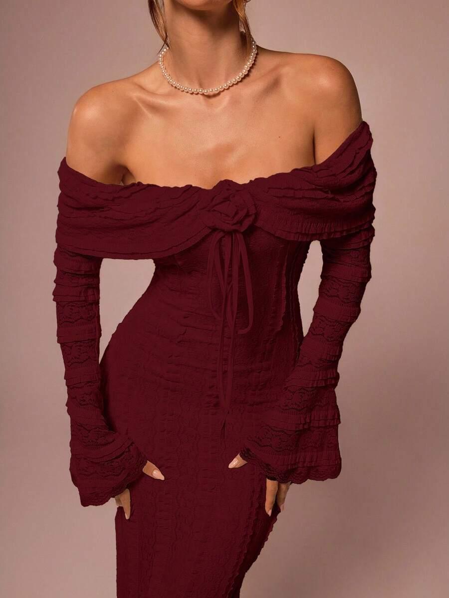 SHEIN BORDOWA MAXI SUKIENKA S06__M