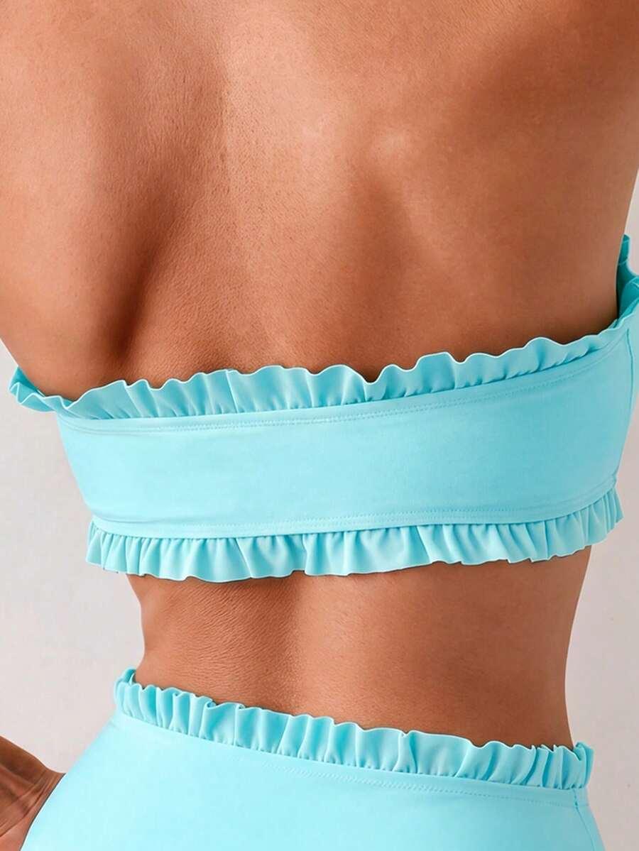 SHEIN NIEBIESKI STRÓJ KĄPIELOWY DWUCZĘŚCIOWY S09__S