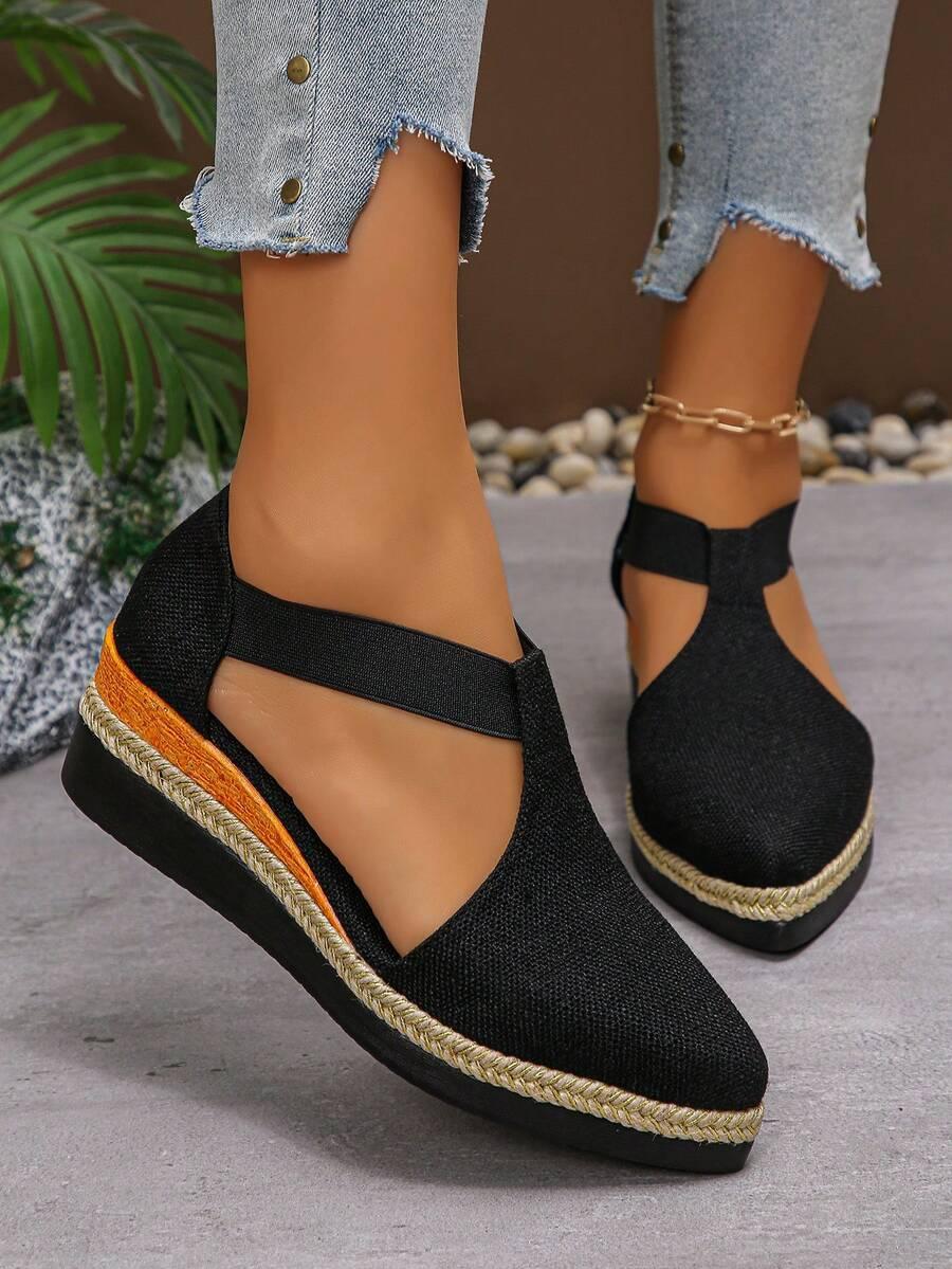 SHEIN CZARNE ESPADRYLE NA KOTURNIE S06__42