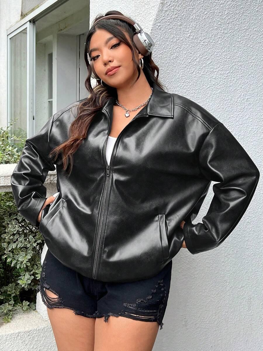 SHEIN CZARNA KURTKA BOMBER KIESZENIE S06__52