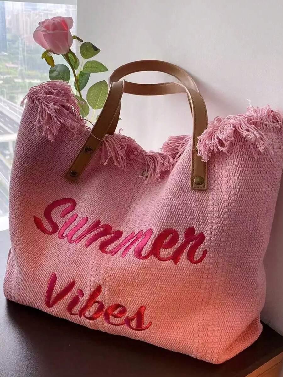 SHEIN RÓŻOWA TOREBKA PLAŻOWA S07__34X32CM