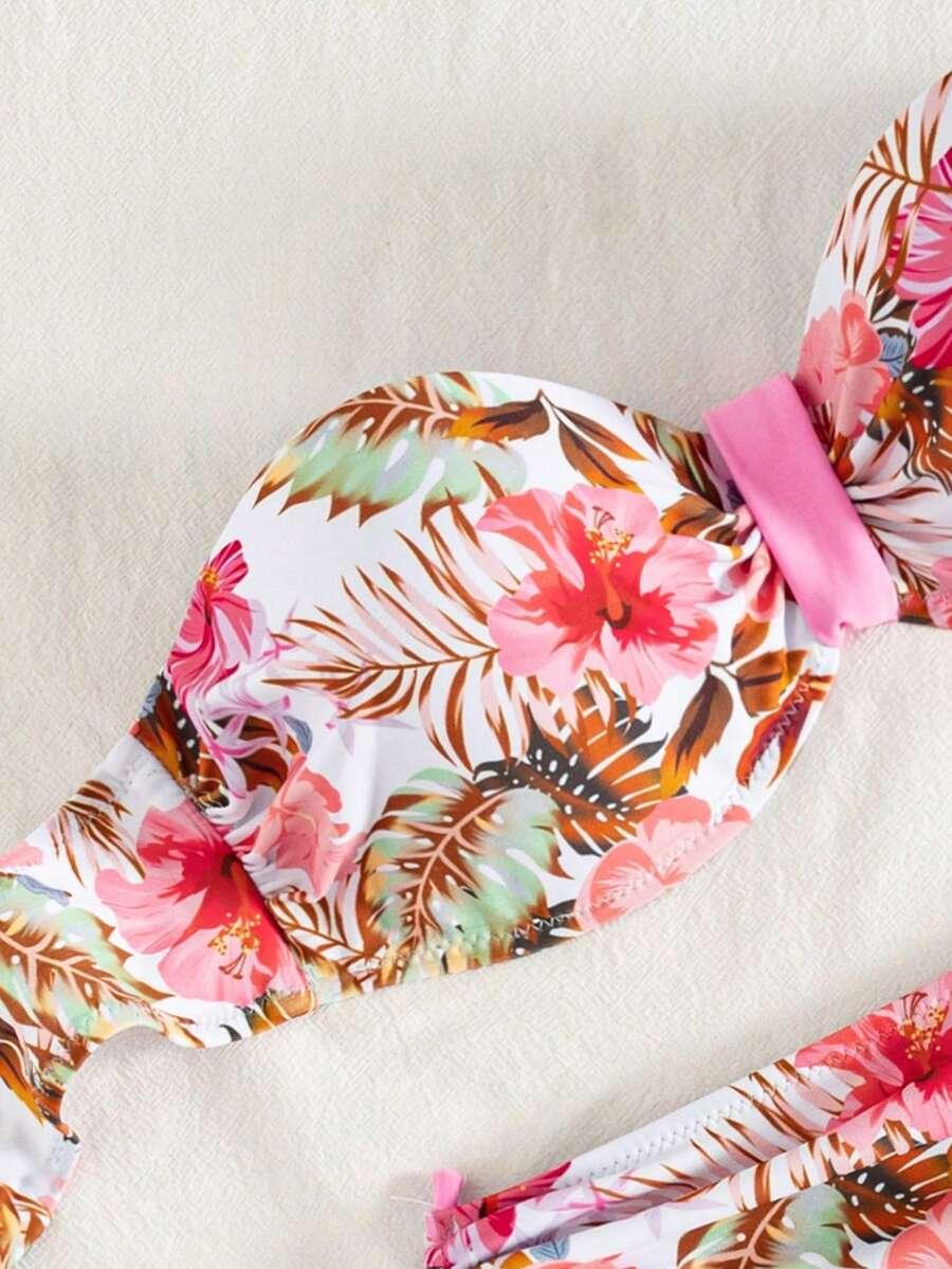 SHEIN DWUCZĘŚCIOWY STRÓJ KĄPIELOWY WZÓR KWIATY S09__S