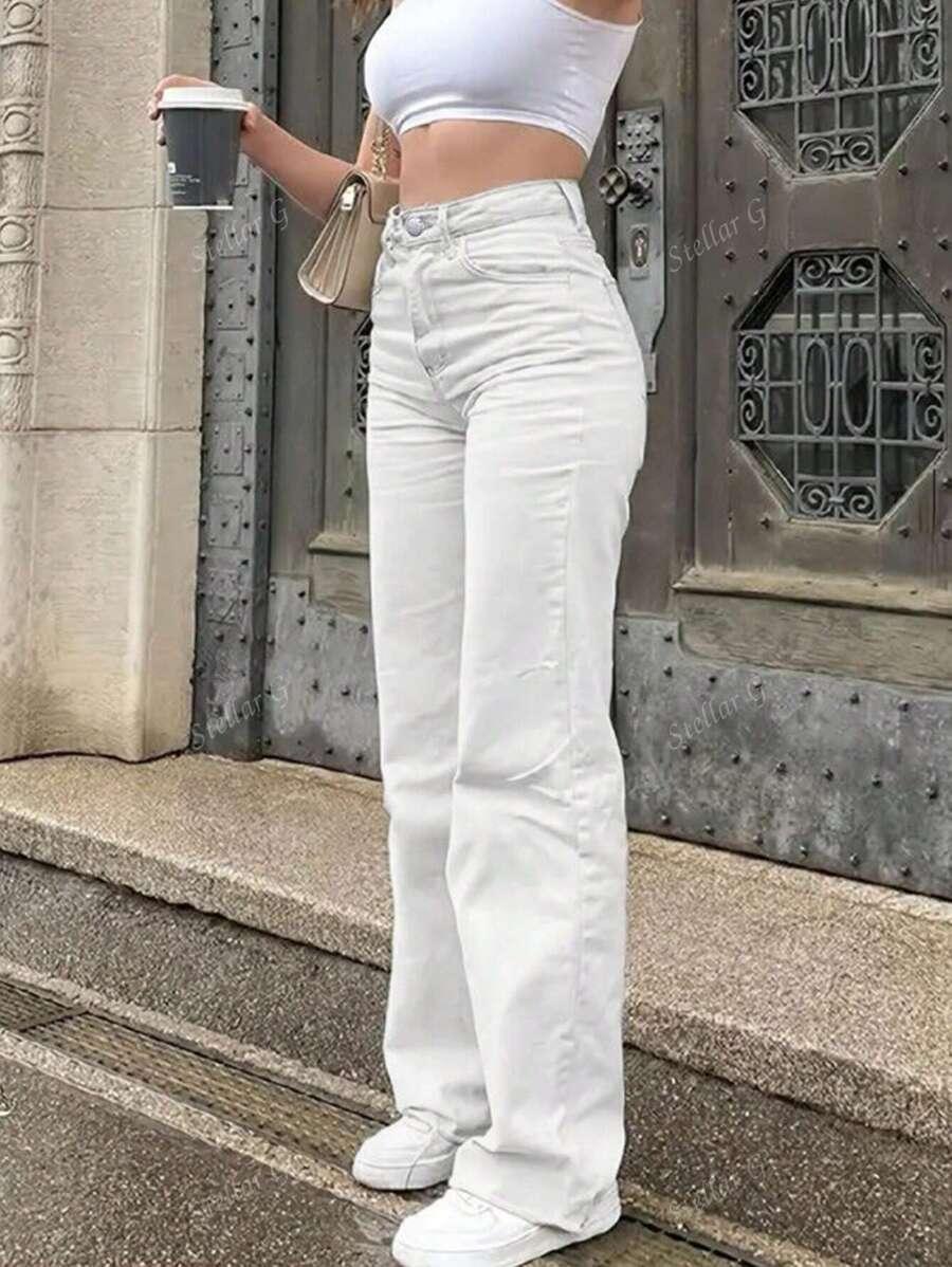 SHEIN BIAŁE SPODNIE JENASOWE S06__XL
