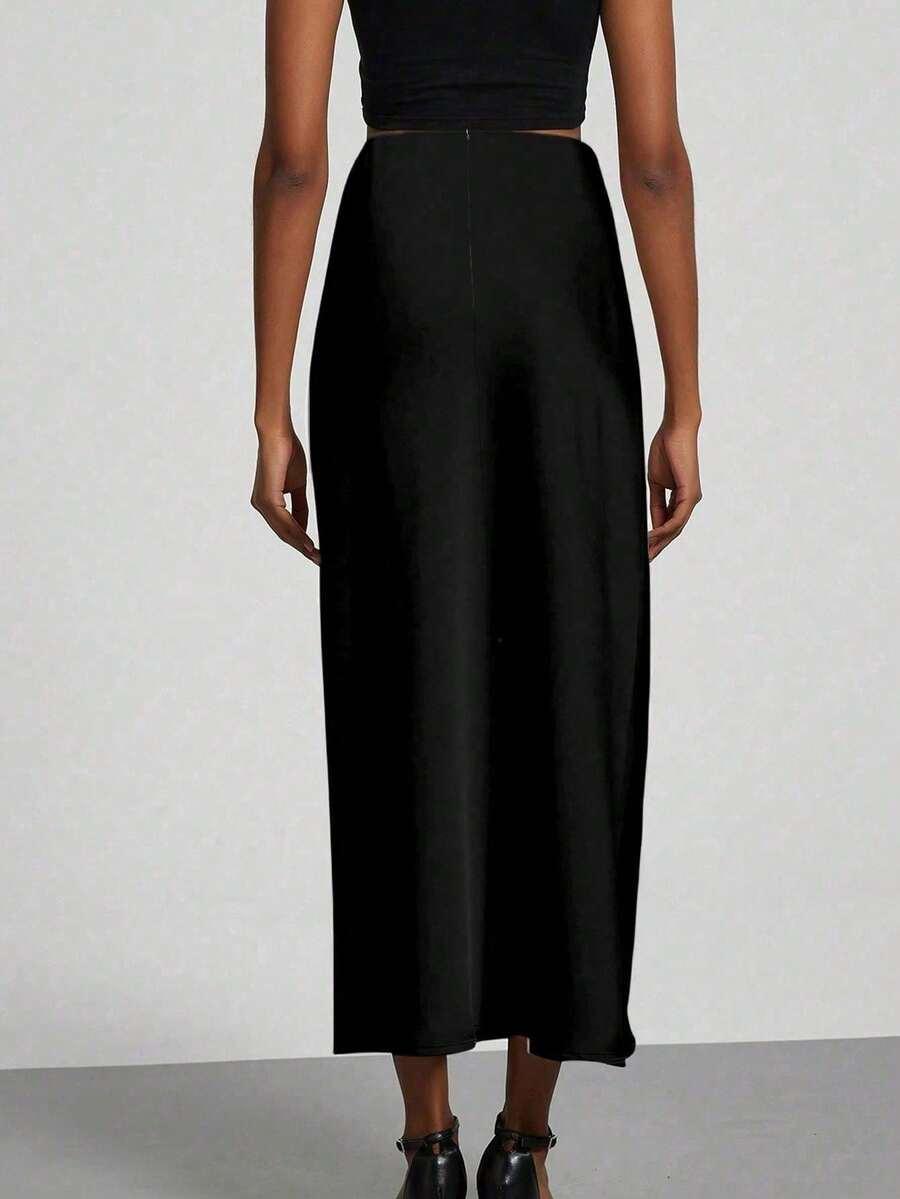 SHEIN CZARNA MAXI SPÓDNICA S06__S
