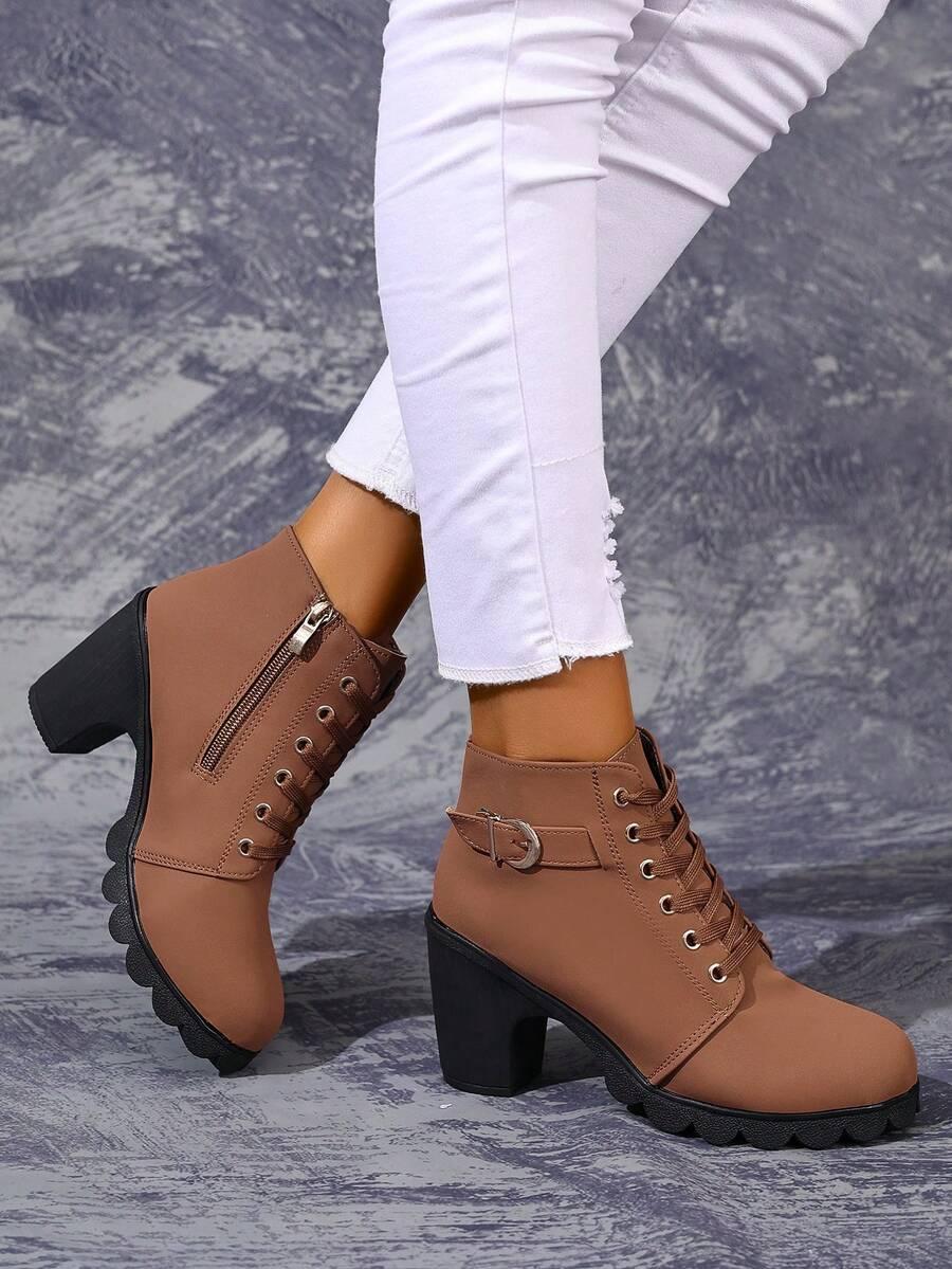 SHEIN BRĄZOWE BOTKI ZAMEK W01__39