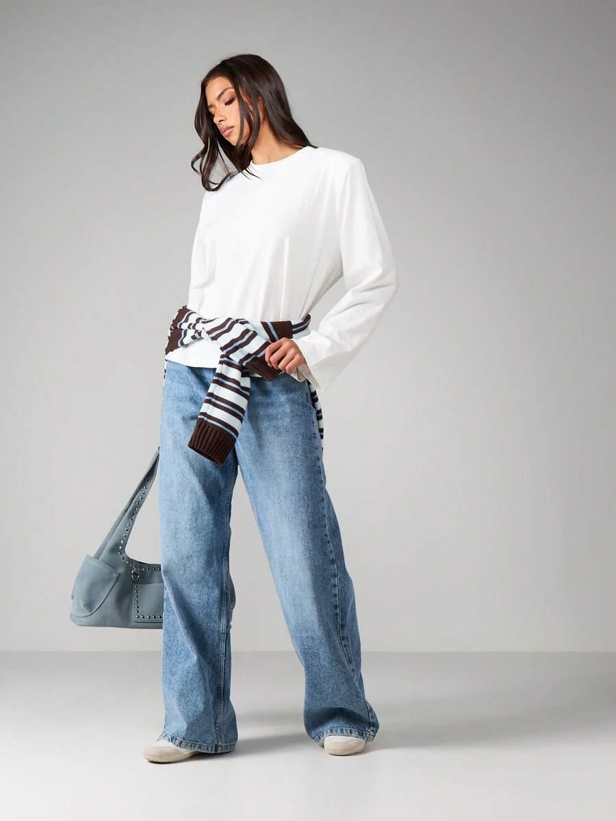 MISSGUIDED BIAŁA BLUZKA DŁUGI RĘKAW S06__XL