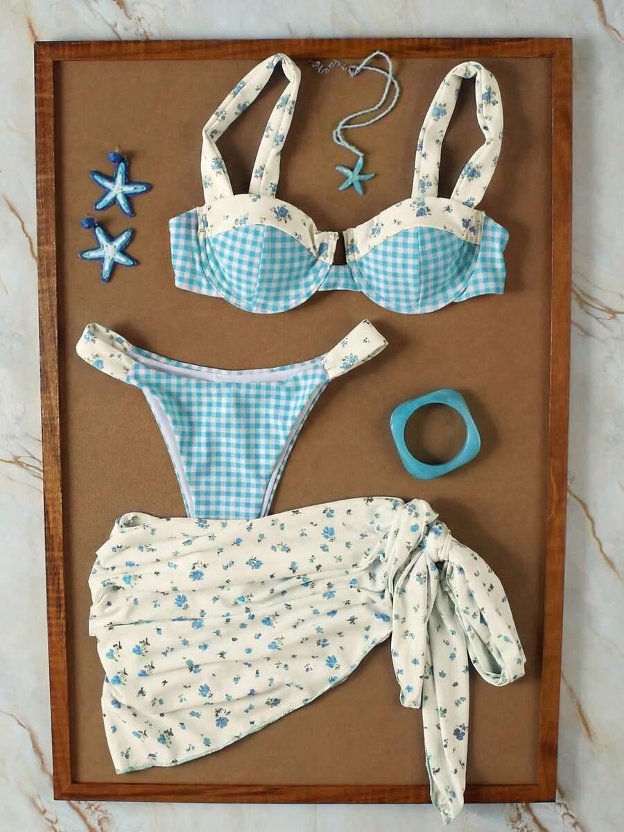 SHEIN DWUCZĘŚCIOWY STRÓJ KĄPIELOWY NARZUTKA KOMPLET S09__XS