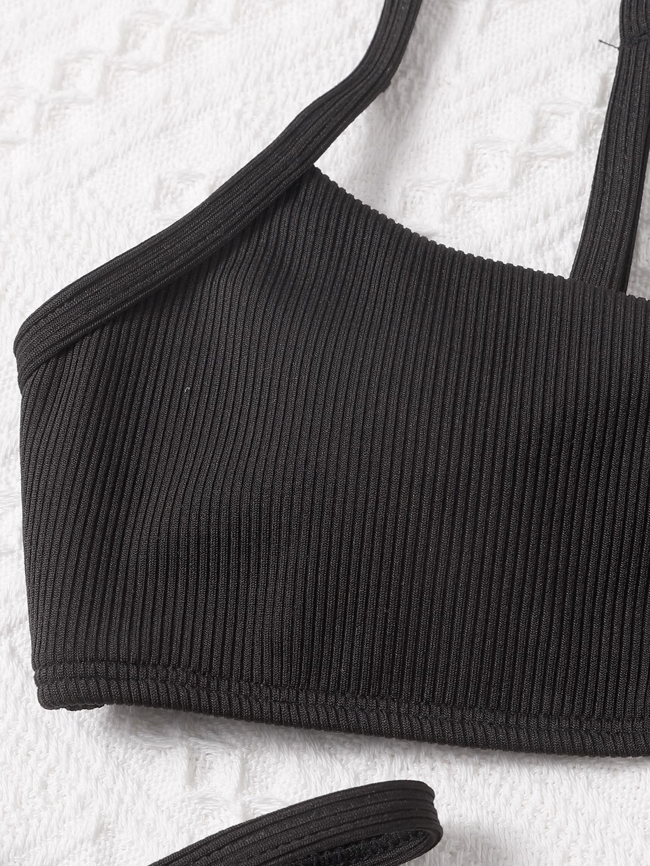 SHEIN CZARNY DWUCZĘŚCIOWY STRÓJ KĄPIELOWY S09__S