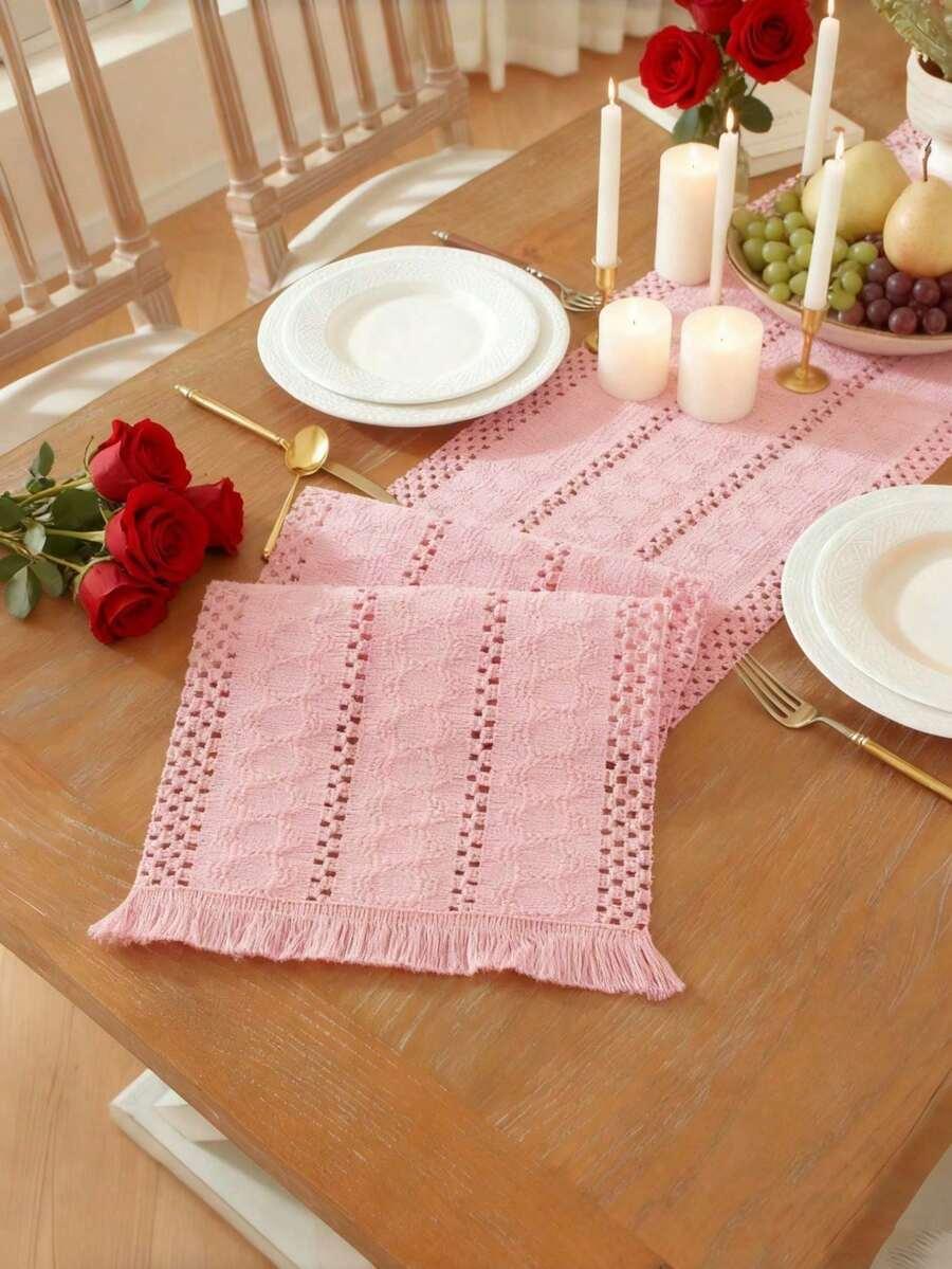 SHEIN RÓŻOWY BIEŻNIK NA STÓŁ S07__220X30