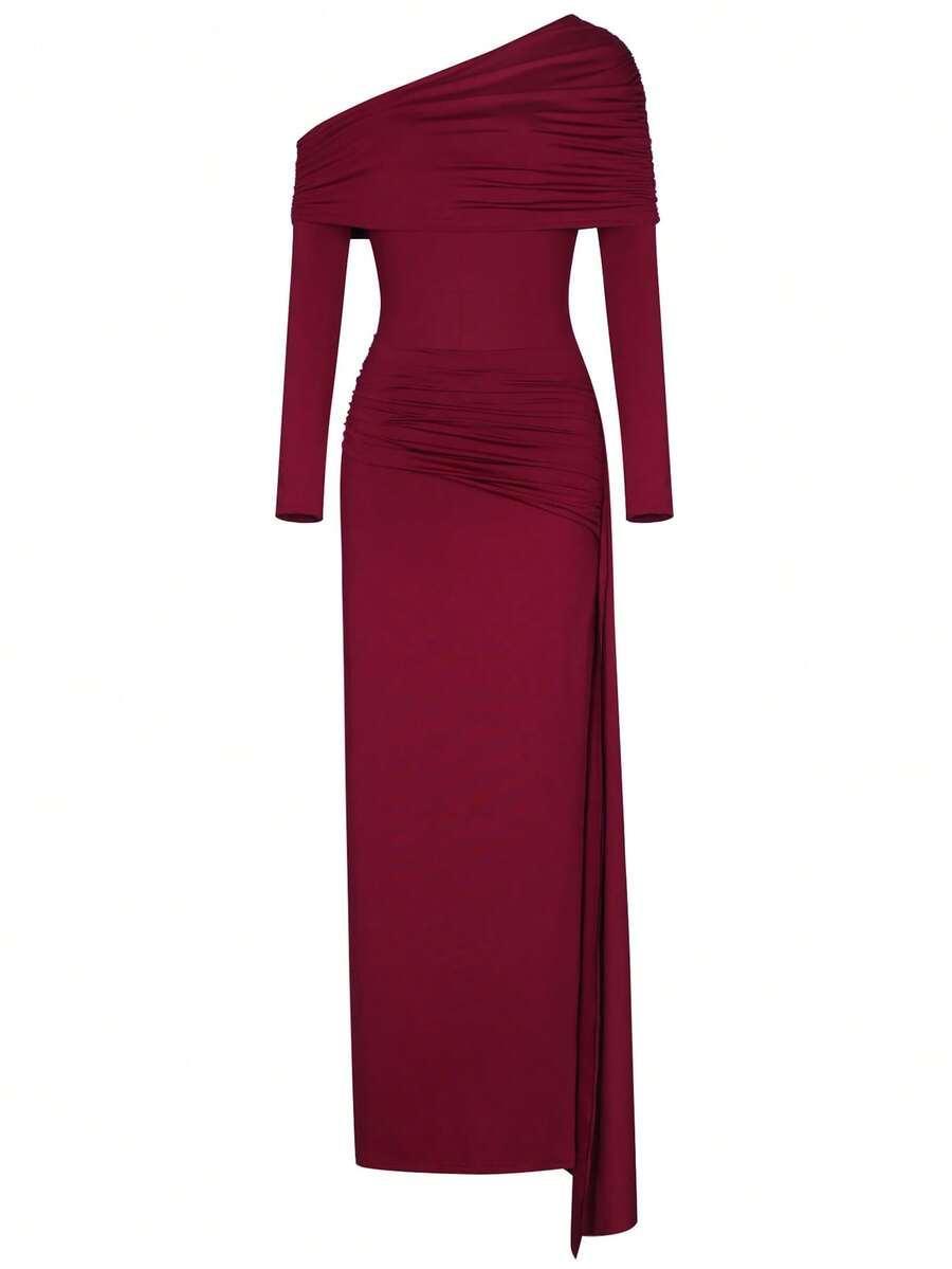 SHEIN BORDOWA MAXI SUKIENKA S06__S