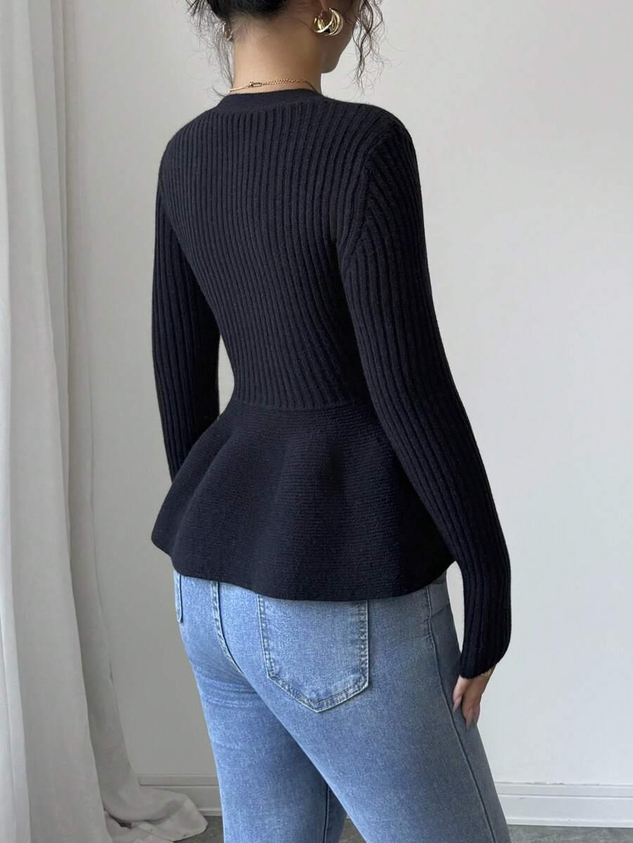 SHEIN CZARNY SWETER GUZIKI S06__M