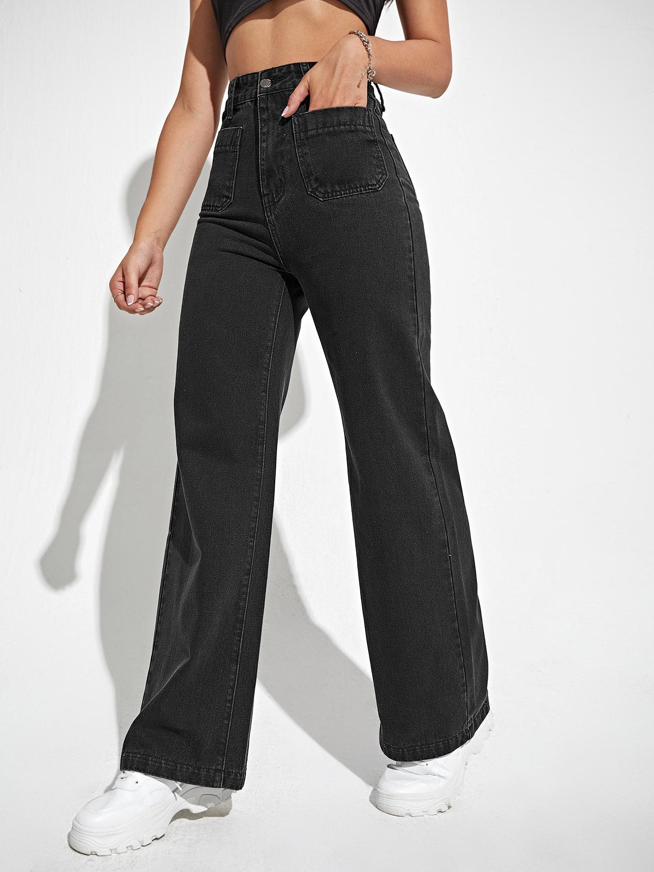 SHEIN CZARNE SPODNIE JEANS PROSTA NOGAWKA S06__M