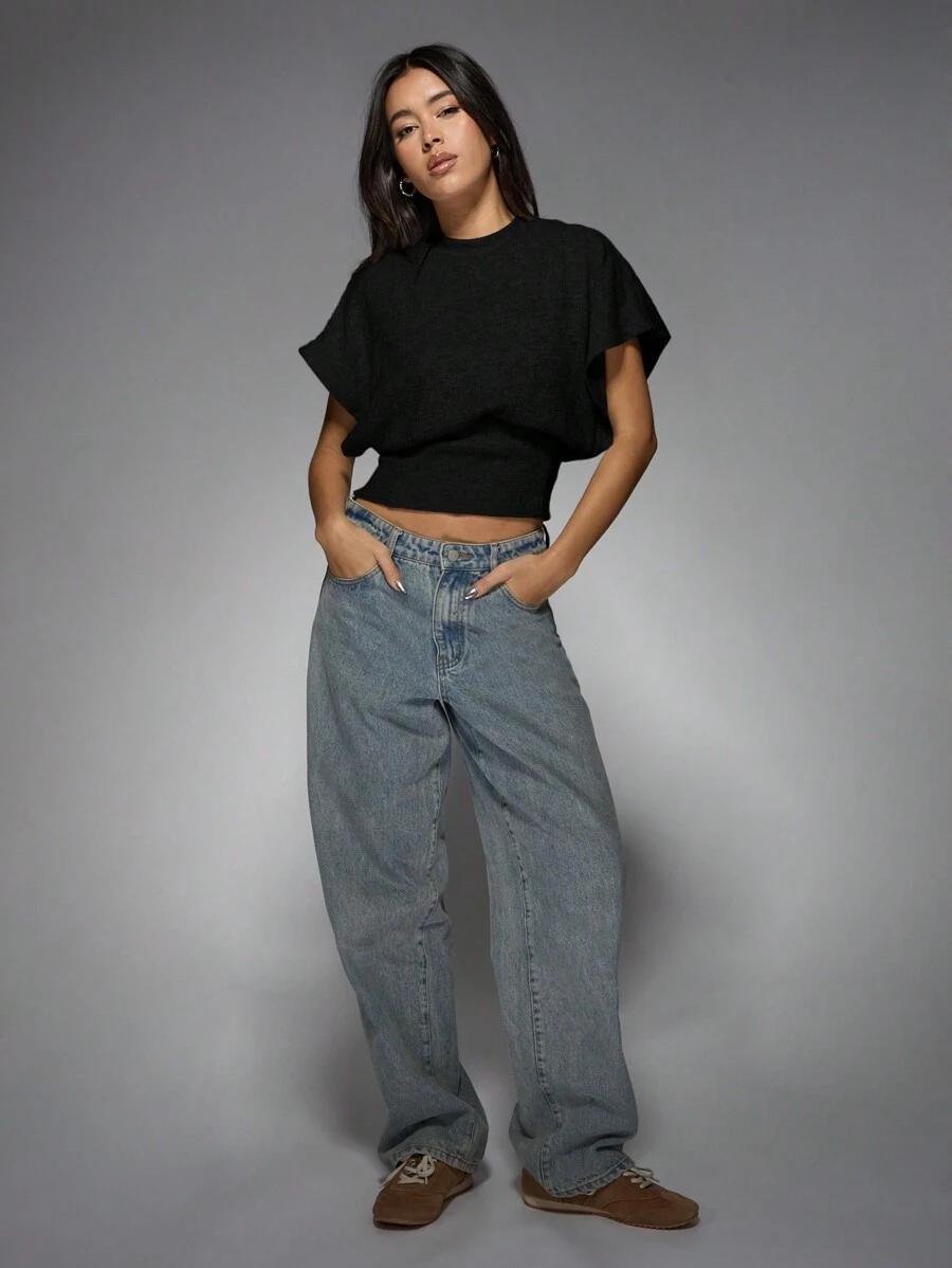 MISSGUIDED CZARNA BLUZKA KRÓTKI RĘKAW S06__XS