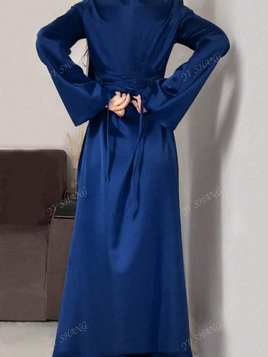 SHEIN GRANATOWA SUKIENKA WIĄZANIE S06__XL