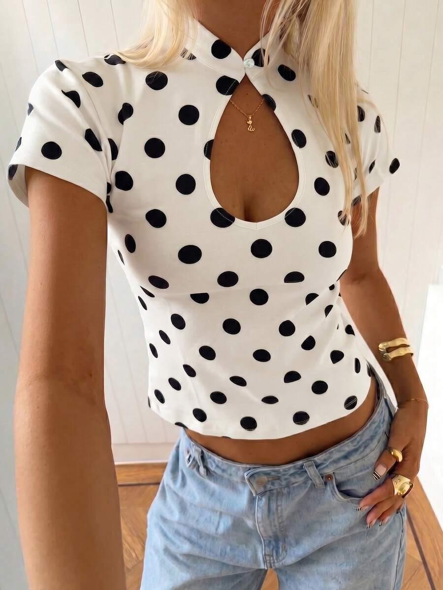 SHEIN TOP WZÓR GROSZKI PK01__L