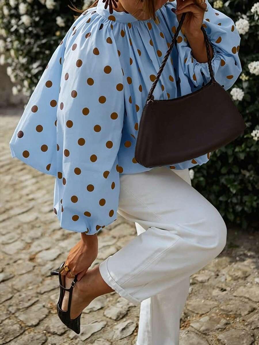 SHEIN NIEBIESKA BLUZKA W GROSZKI S06__L