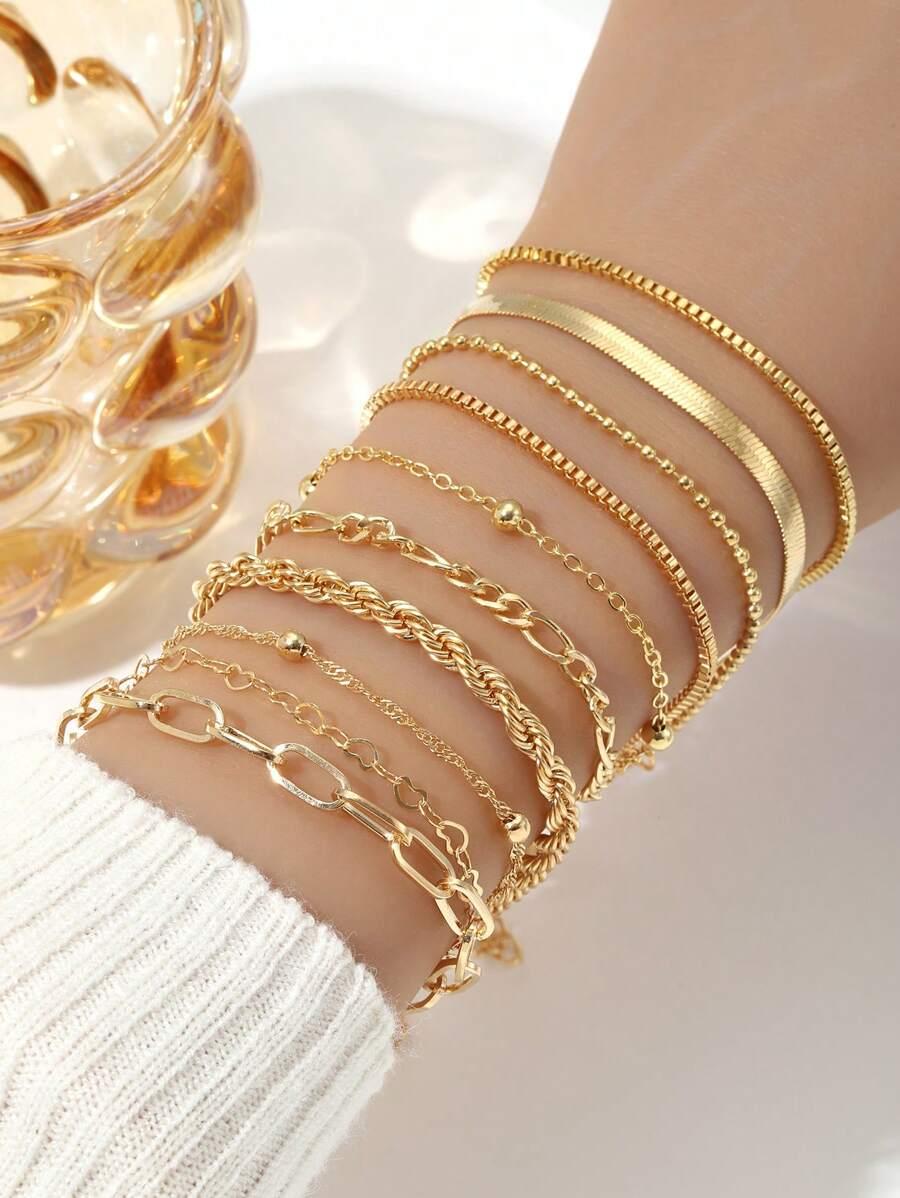 SHEIN ZŁOTE BRANSOLETKI 10 SZTUK S07