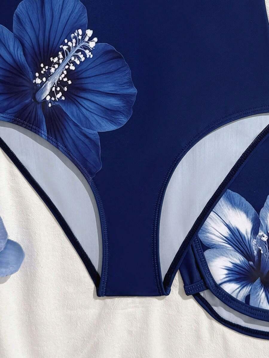 SHEIN GRANATOWY JEDNOCZĘŚCIOWY STRÓJ KĄPIELOWY SPODENKI S09__122-128