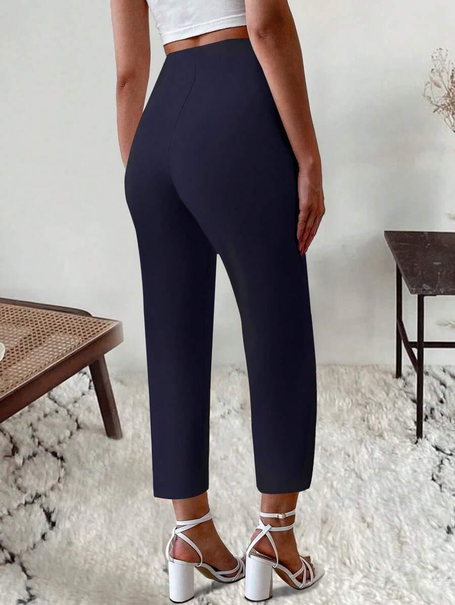 SHEIN GRANATOWE SPODNIE PROSTA NOGAWKA S06__S