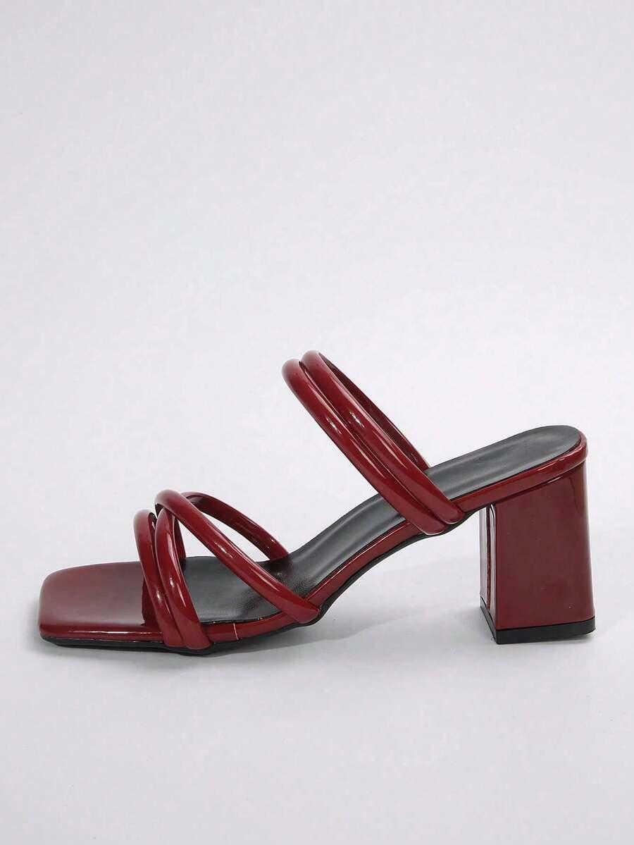 SHEIN CZERWONE SANDAŁY NA OBCASIE S06__39