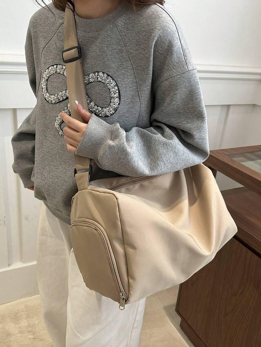 SHEIN BEŻOWA TORBA ZAMEK S07__37X21X21