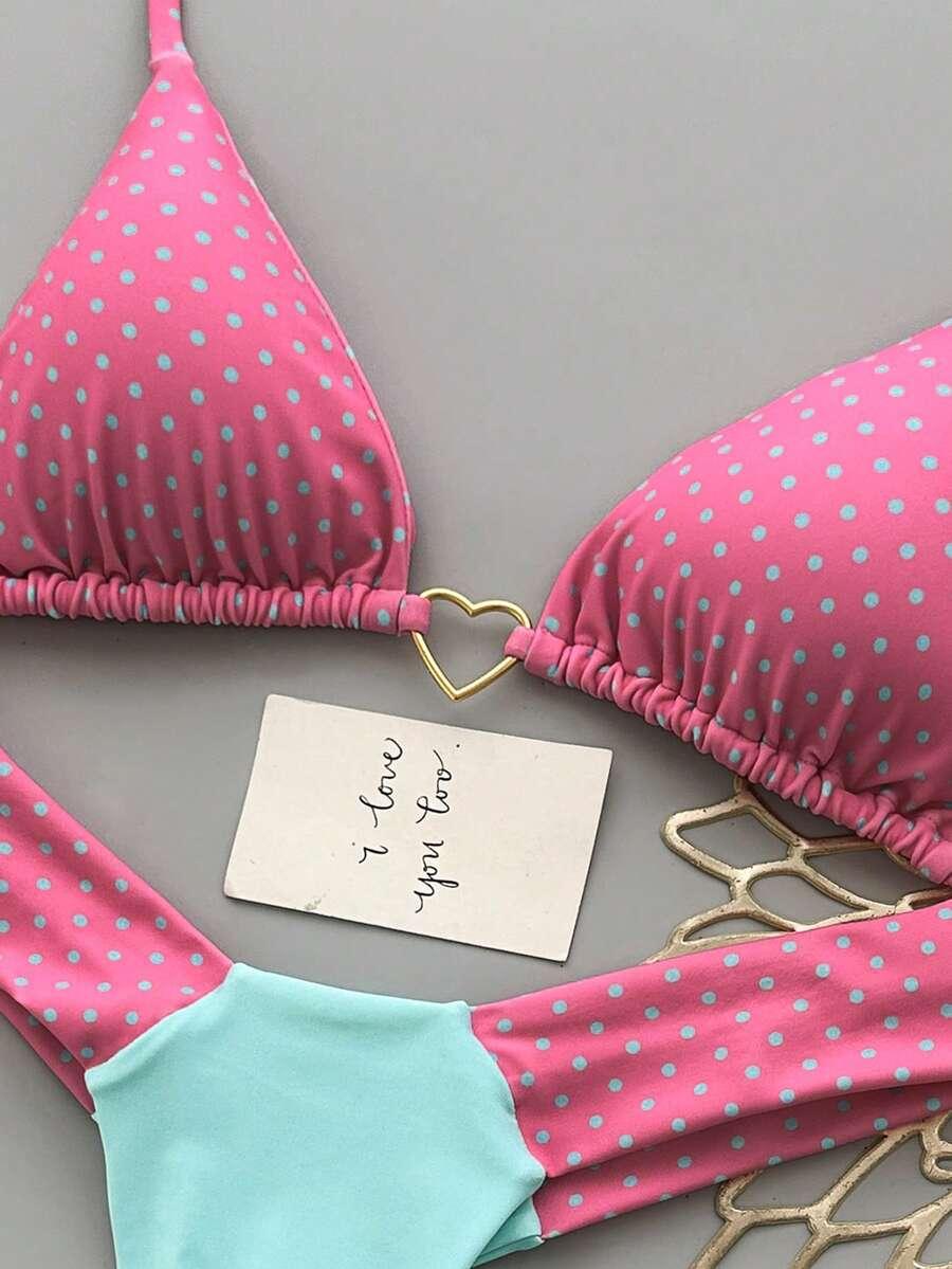 SHEIN DWUCZĘŚCIOWY STRÓJ KĄPIELOWY GROSZKI S06__M