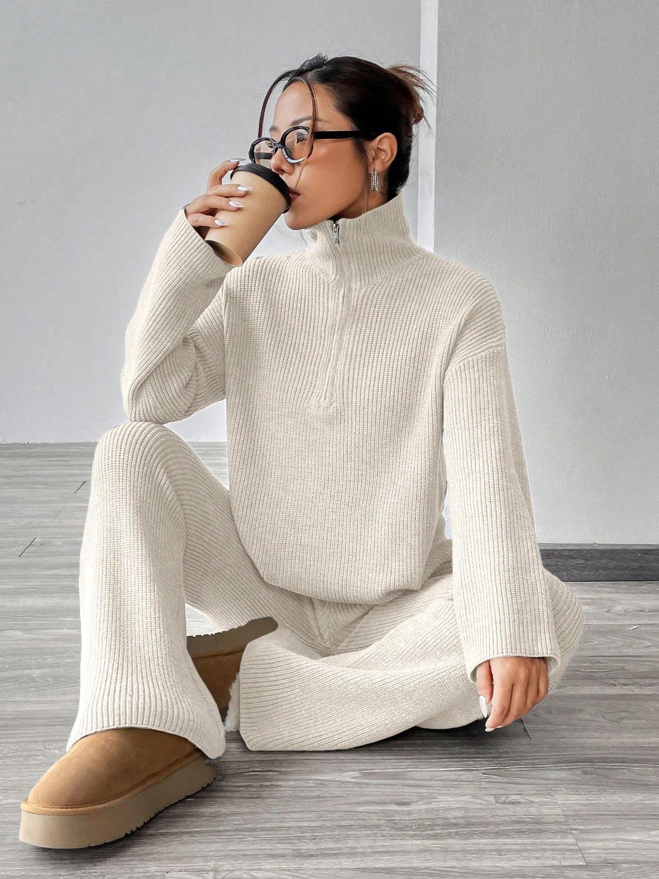 SHEIN SWETER SPODNIE DZIANINOWY KOMPLET S06__S