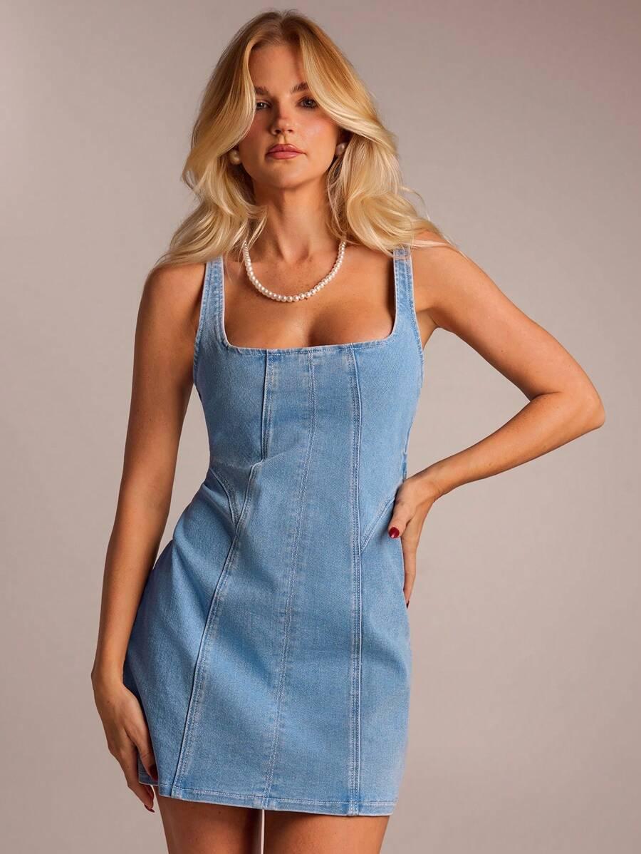 SHEIN NIEBIESKA JEANSOWA SUKIENKA S06__S