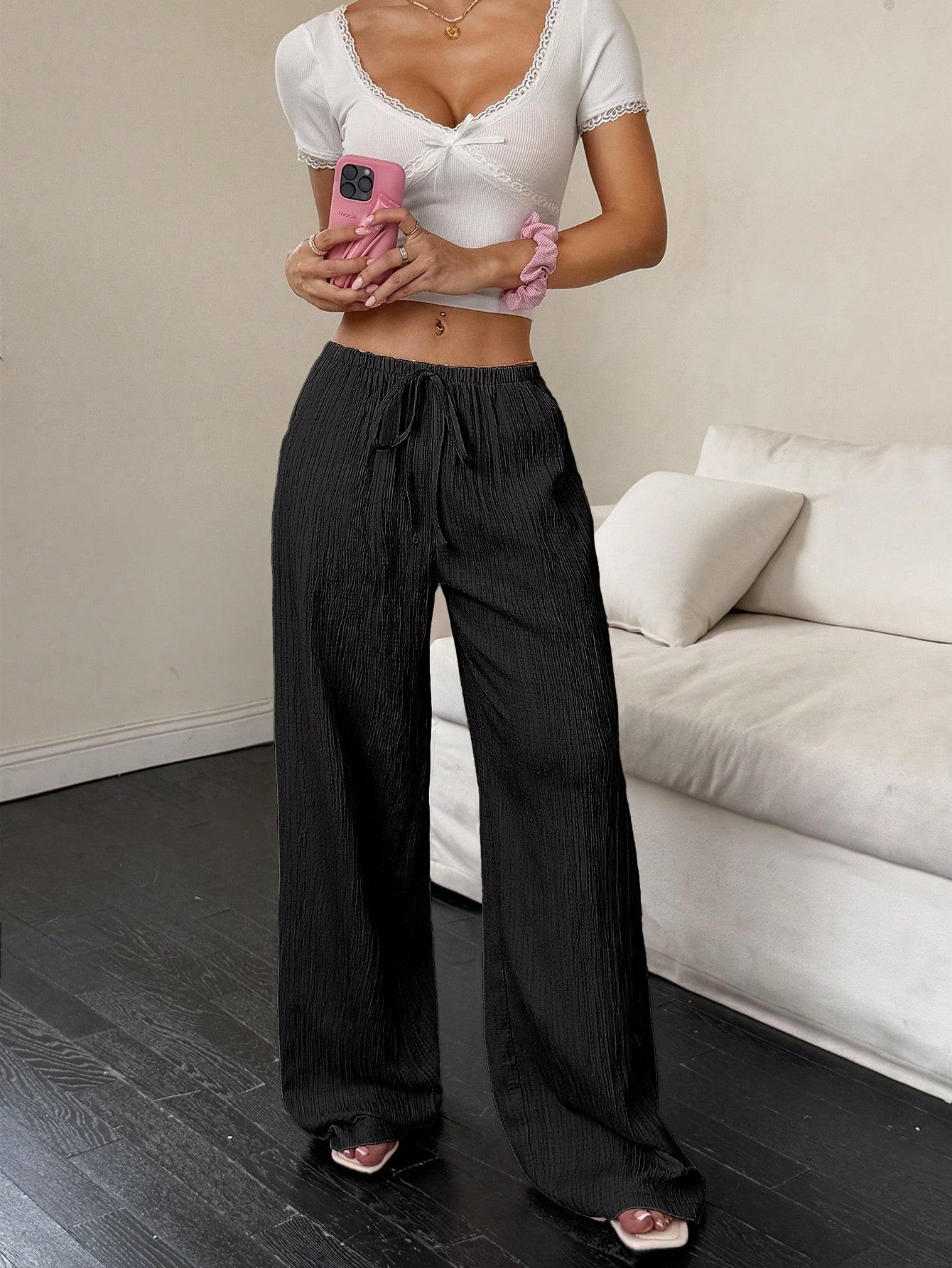 SHEIN CZARNE SPODNIE CASUAL S06__XXS