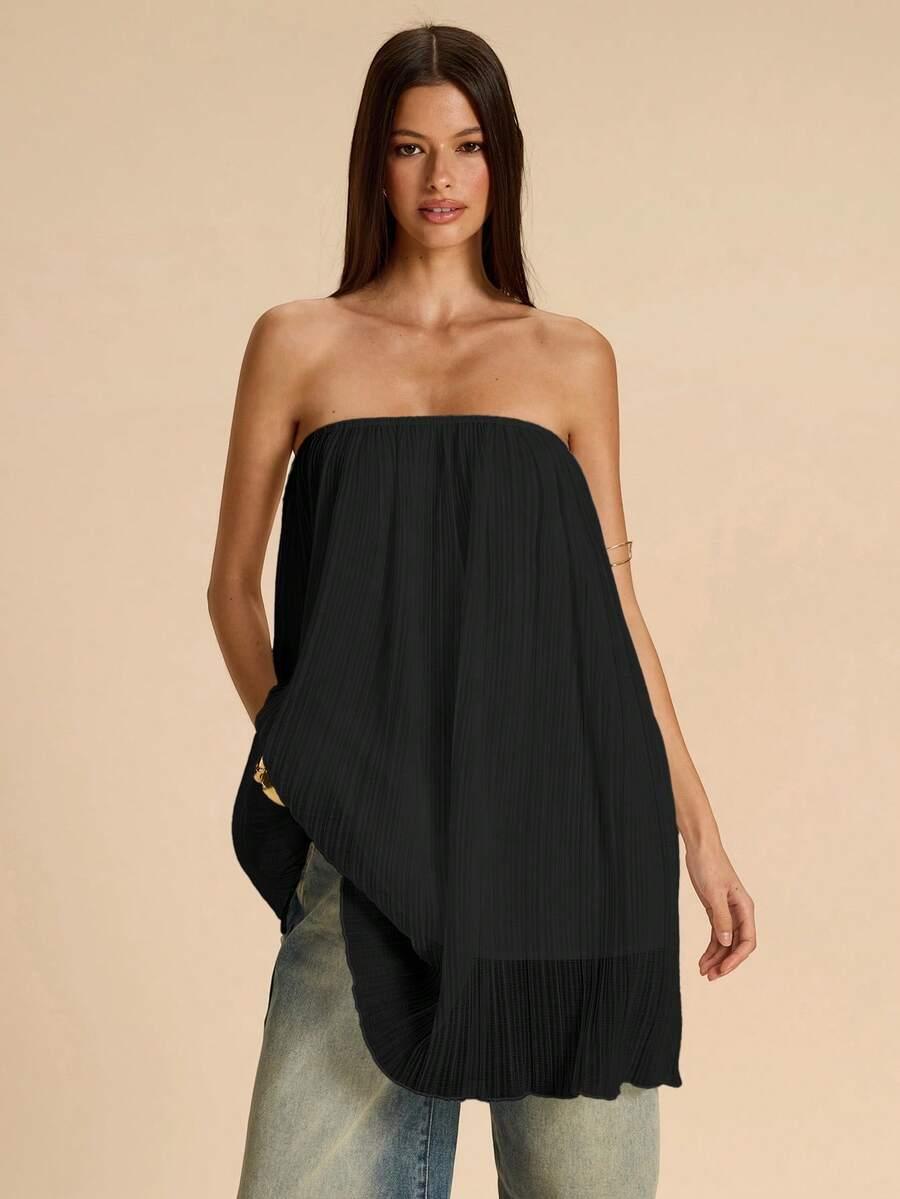 SHEIN CZARNY TOP ODKRYTE RAMIONA S06__S