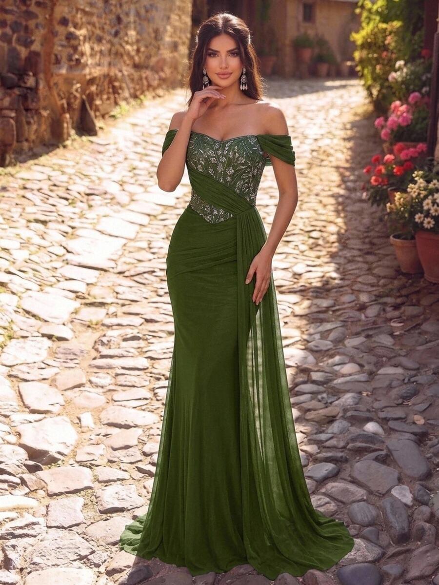 AUREIA ZIELONA MAXI SUKIENKA ZDOBIENIE S06__M