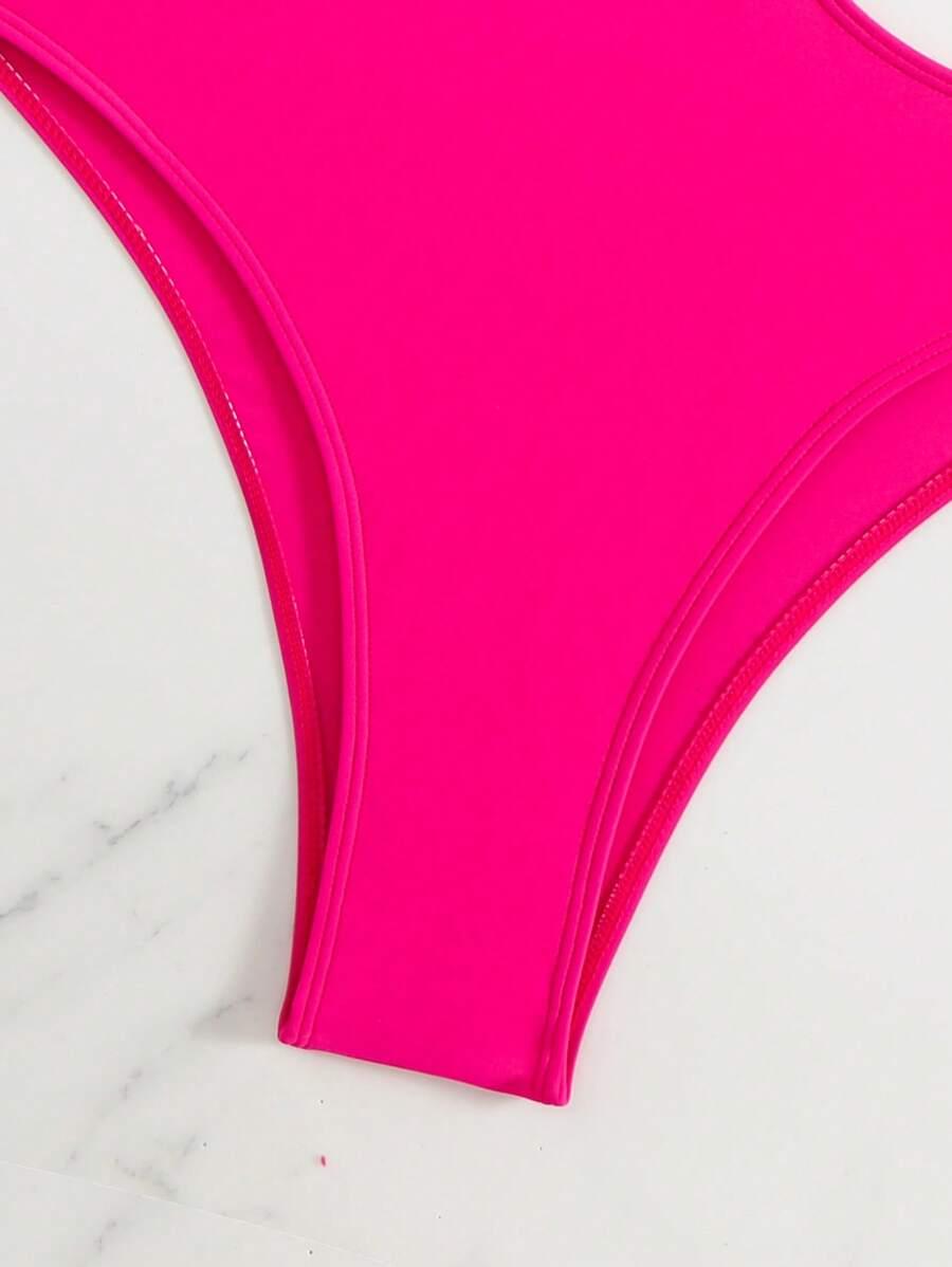 SHEIN RÓŻOWY JEDNOCZĘŚCIOWY KOSTIUM KĄPIELOWY S09__S