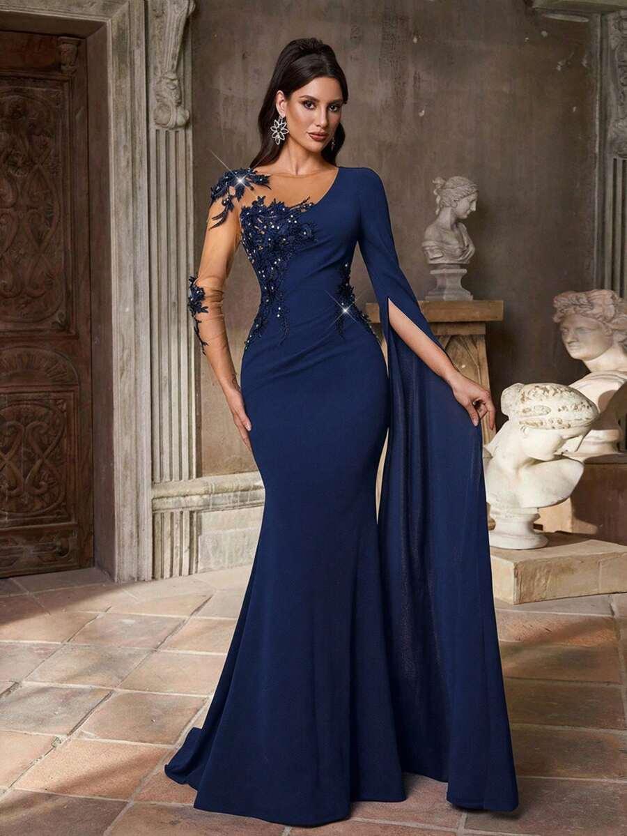 AUREIA GRANATOWA MAXI SUKIENKA S06__M