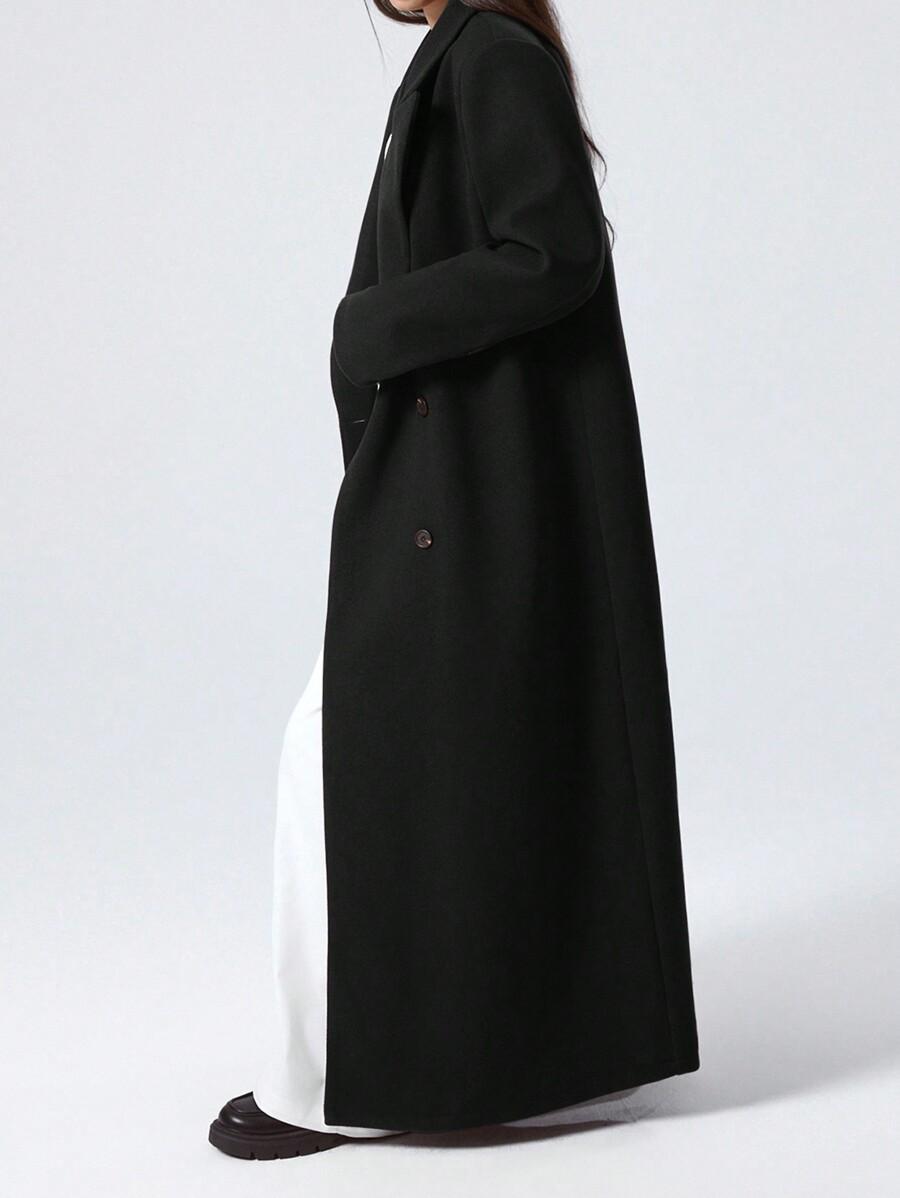 SHEIN CZARNY KLASYCZNY PŁASZCZ W01__L