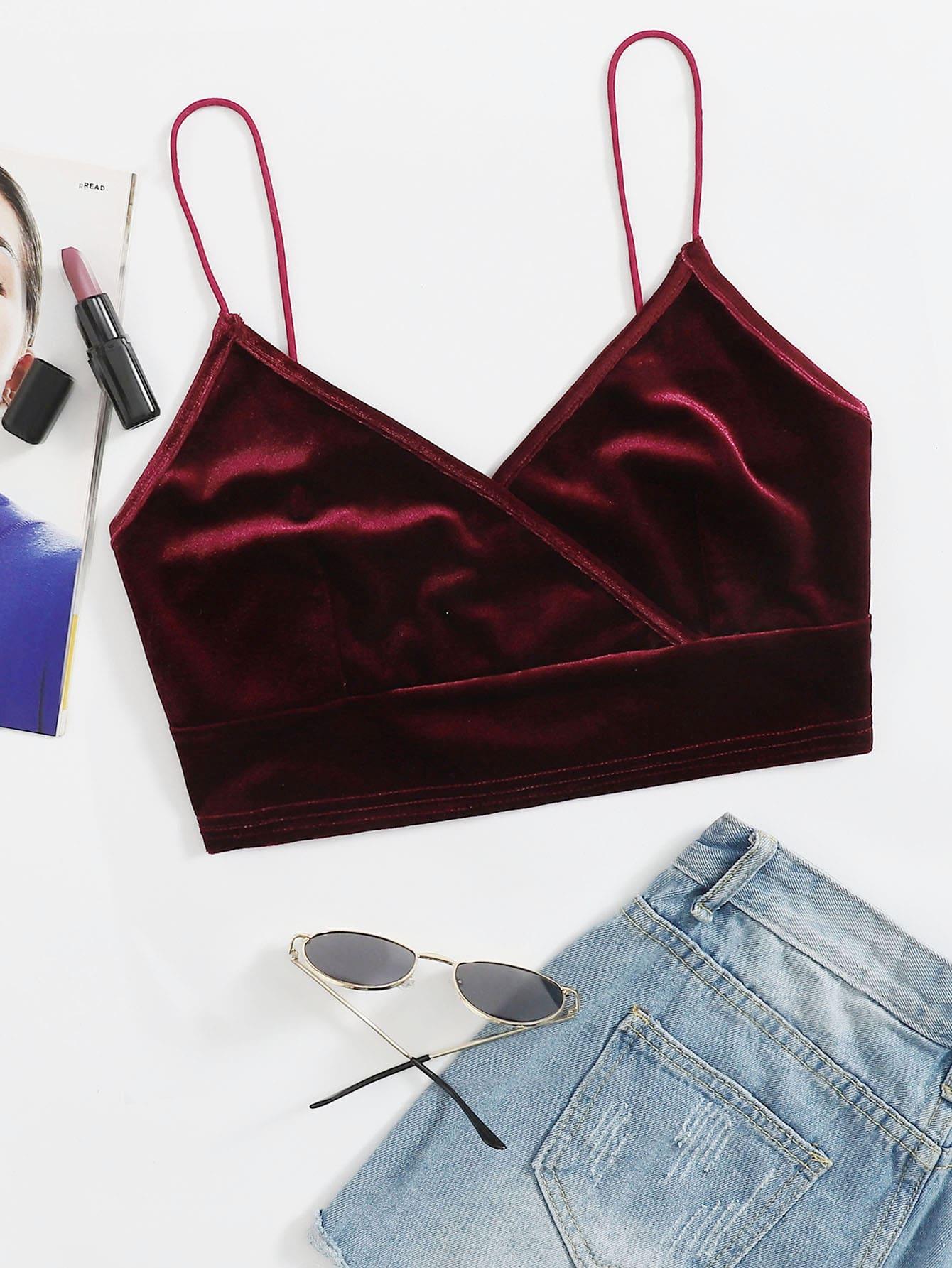 SHEIN BORDOWY TOP NA RAMIĄCZKACH IMITACJA WELURU S06__XL