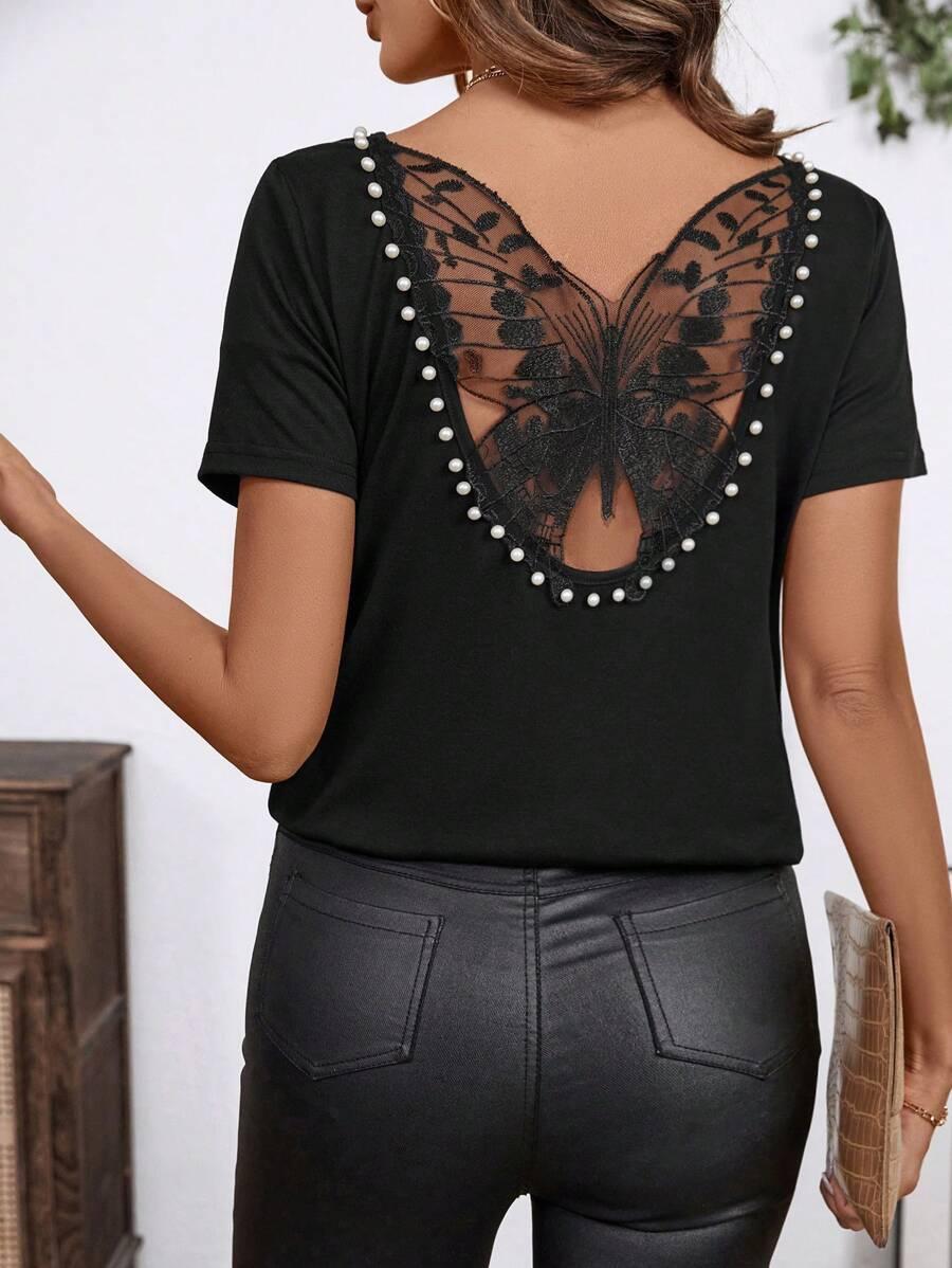 SHEIN CZARNA BLUZKA V-NECK S06__XL