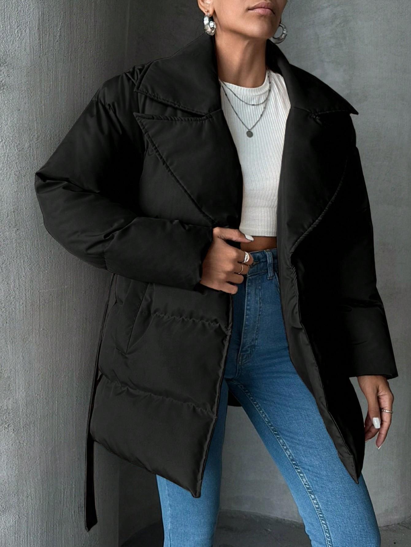 SHEIN CZARNA PIKOWANA KURTKA W01__L