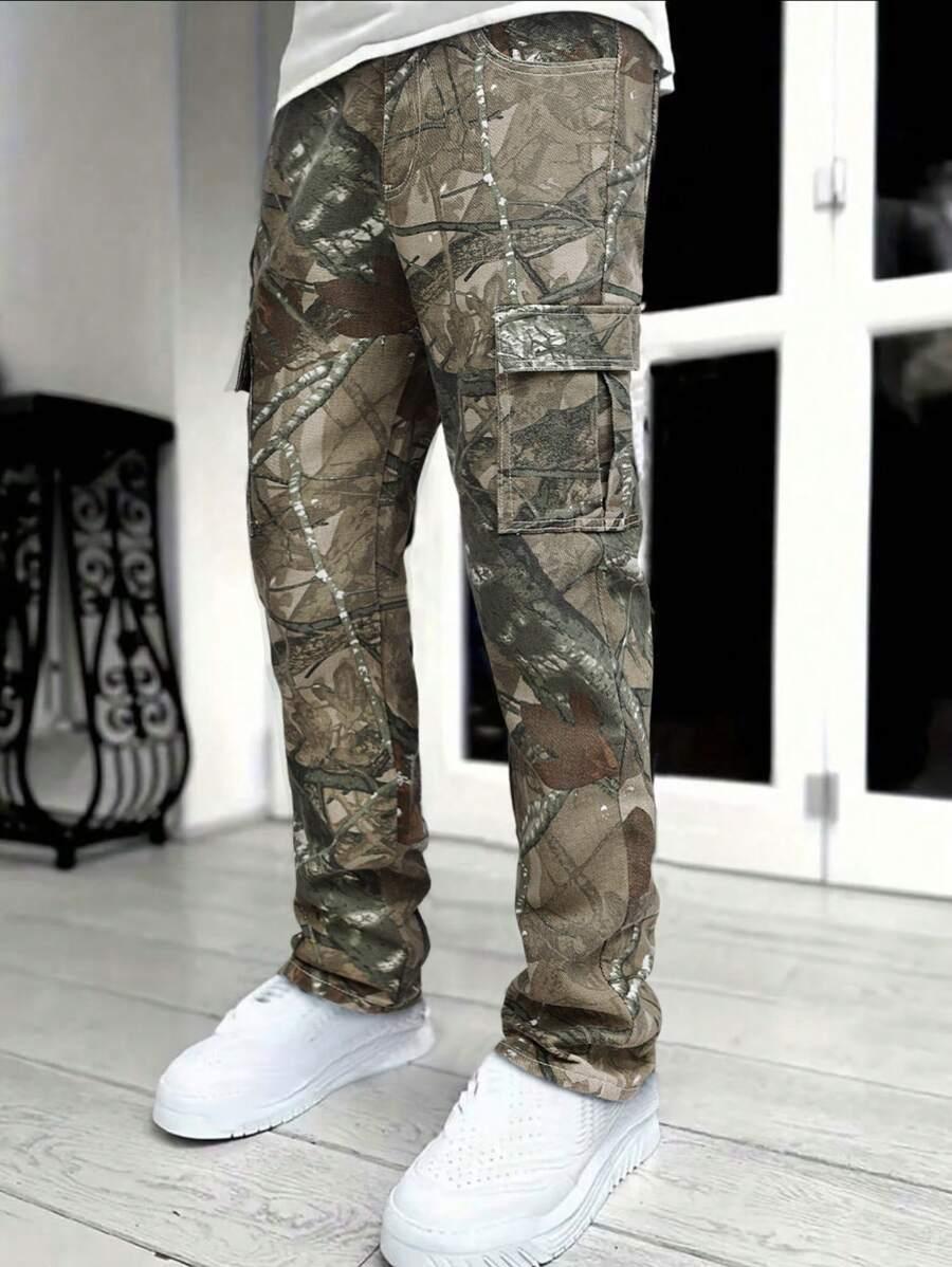 SHEIN SPODNIE JEANS WZÓR MORO S06__W30