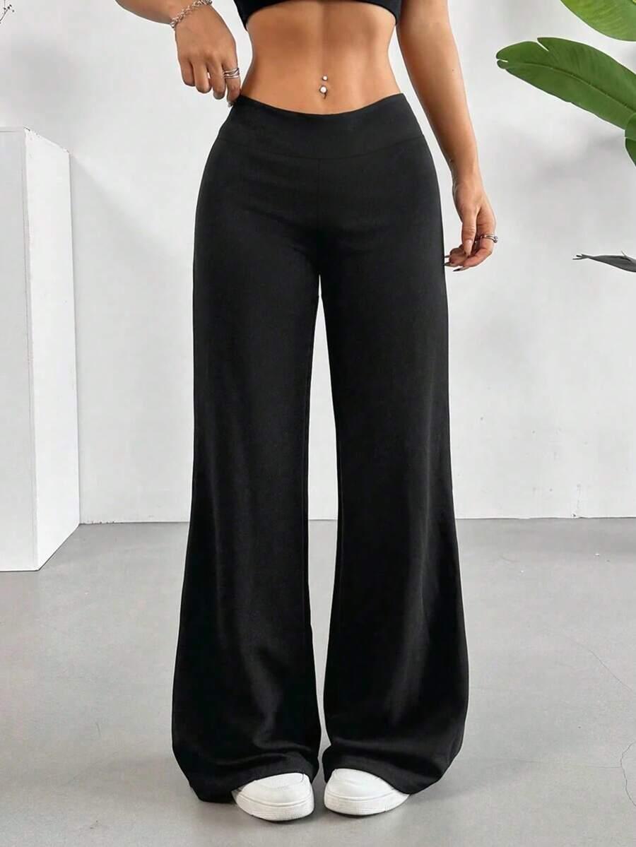 SHEIN CZARNE SPODNIE SZEROKIE NOGAWKI S06__S