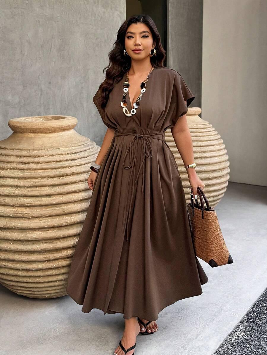 SHEIN BRĄZOWA MAXI SUKIENKA S06__46